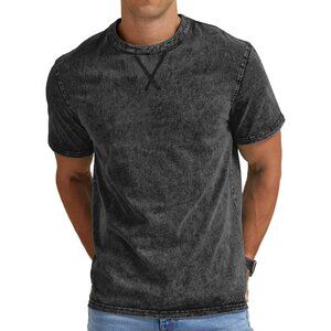 Men's Distressed Cotton Shirts Vintage Hipster Hip Hop Longline Crew Neck